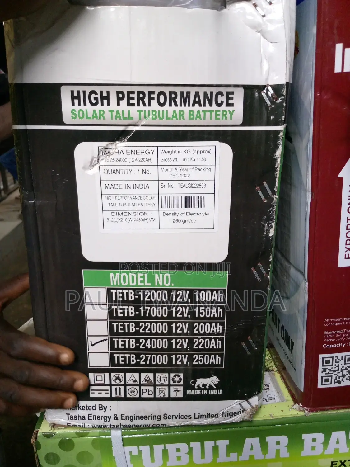 220ah Tasha Energy Tubular Battery