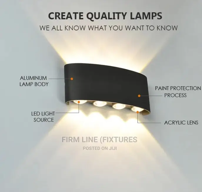 Curved 8W (4LED Up/Down) Outdoor Waterproof Wall Light