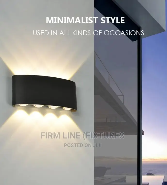 Curved 8W (4LED Up/Down) Outdoor Waterproof Wall Light