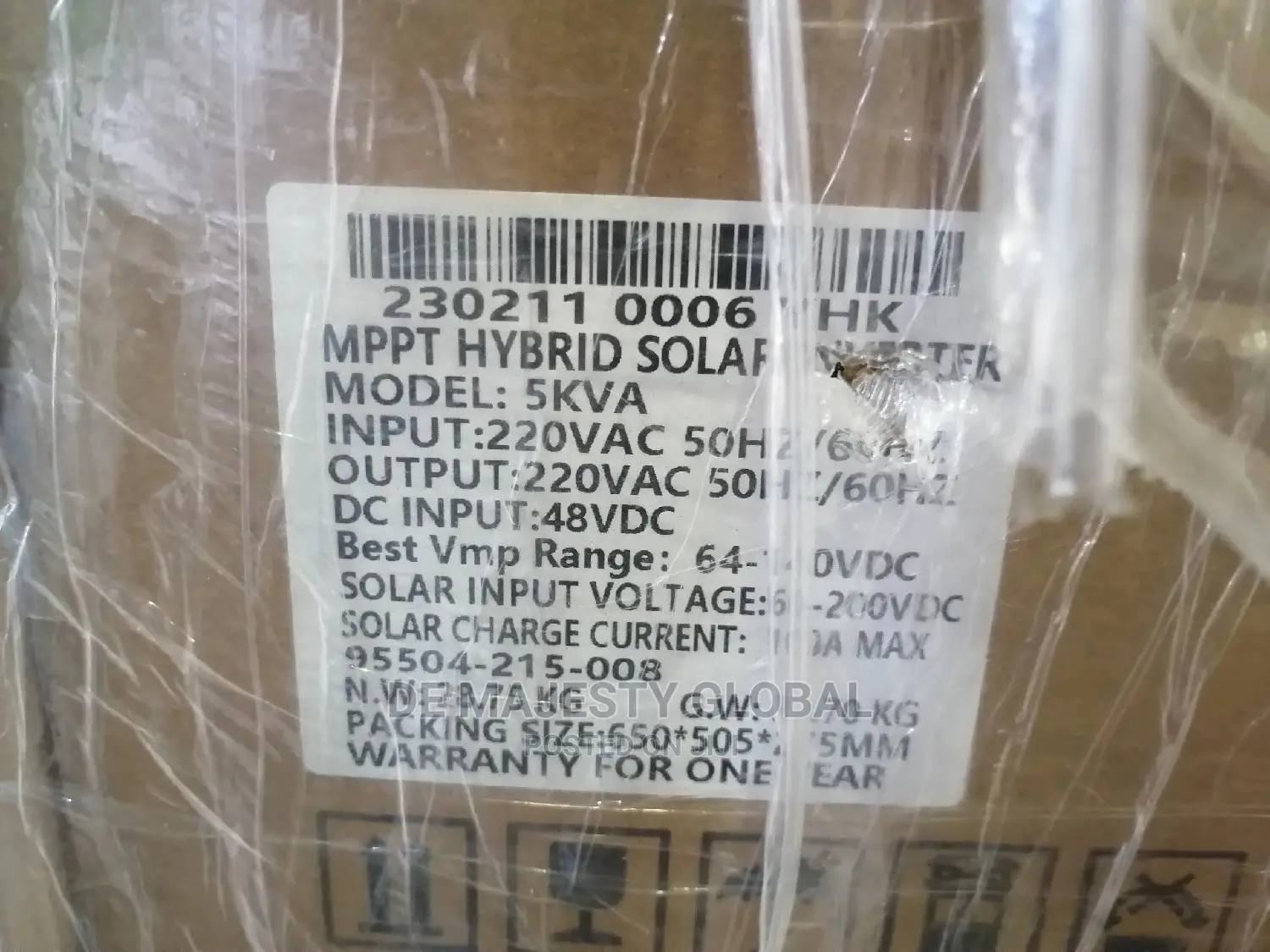 5kva 12/48 Hybrid Yohako Inverter Wit100ah Charge Controller