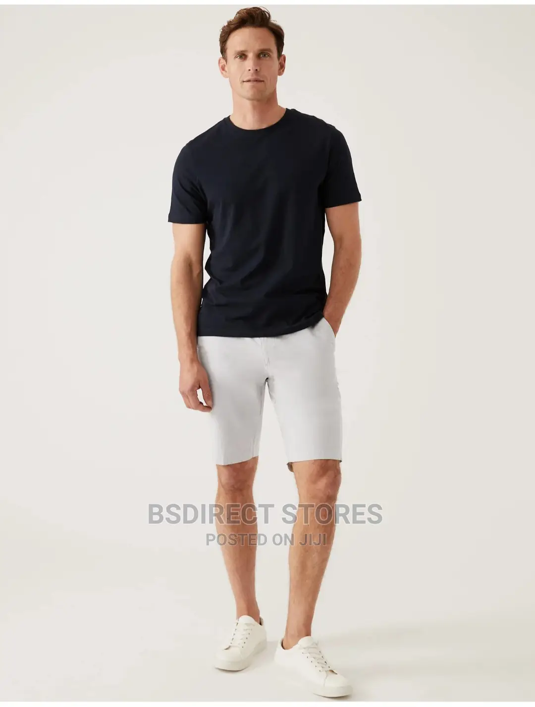 Marks And Spencer Natural 38in Striped Belted Stretch Chino