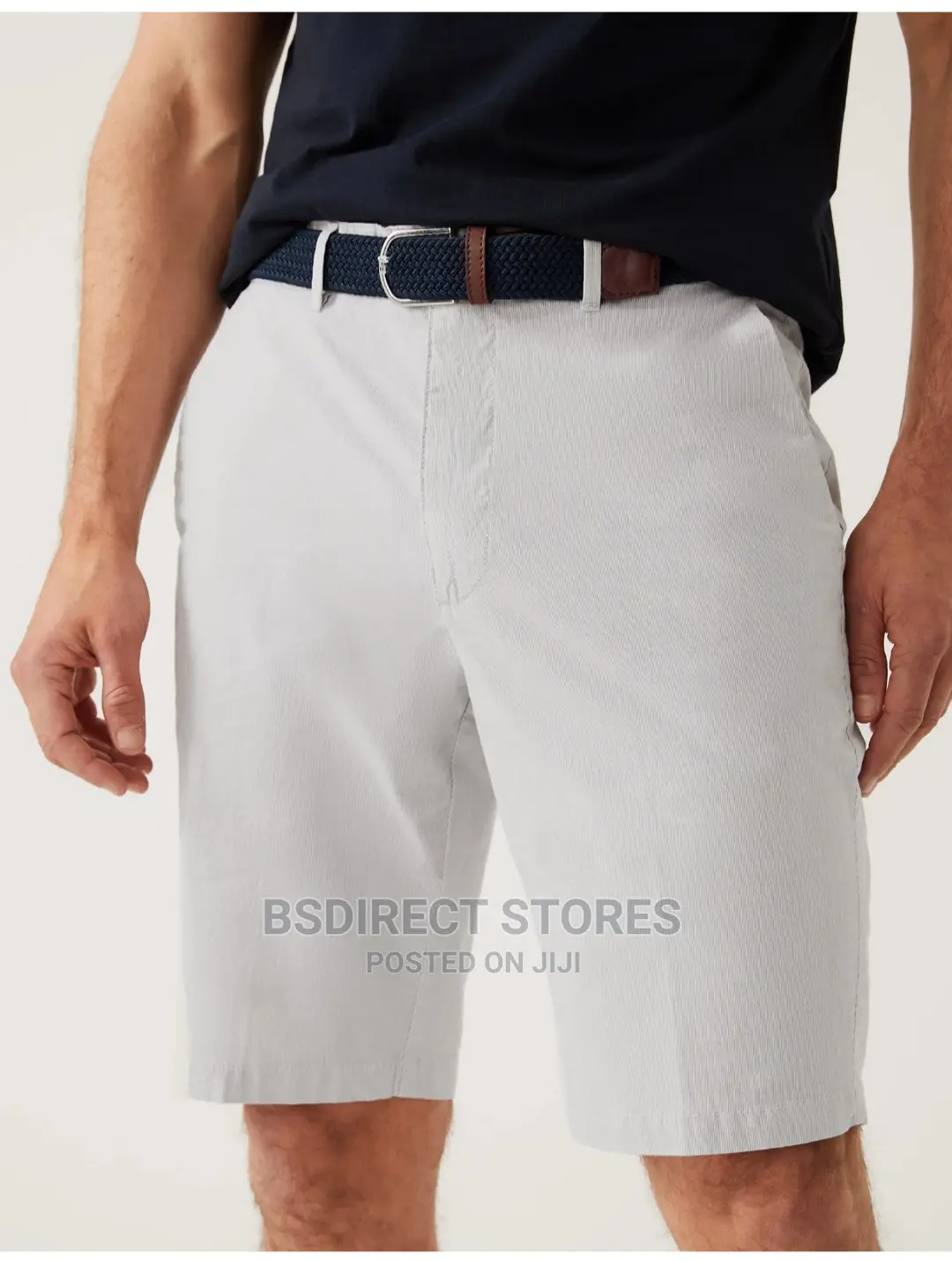 Marks And Spencer Natural 38in Striped Belted Stretch Chino