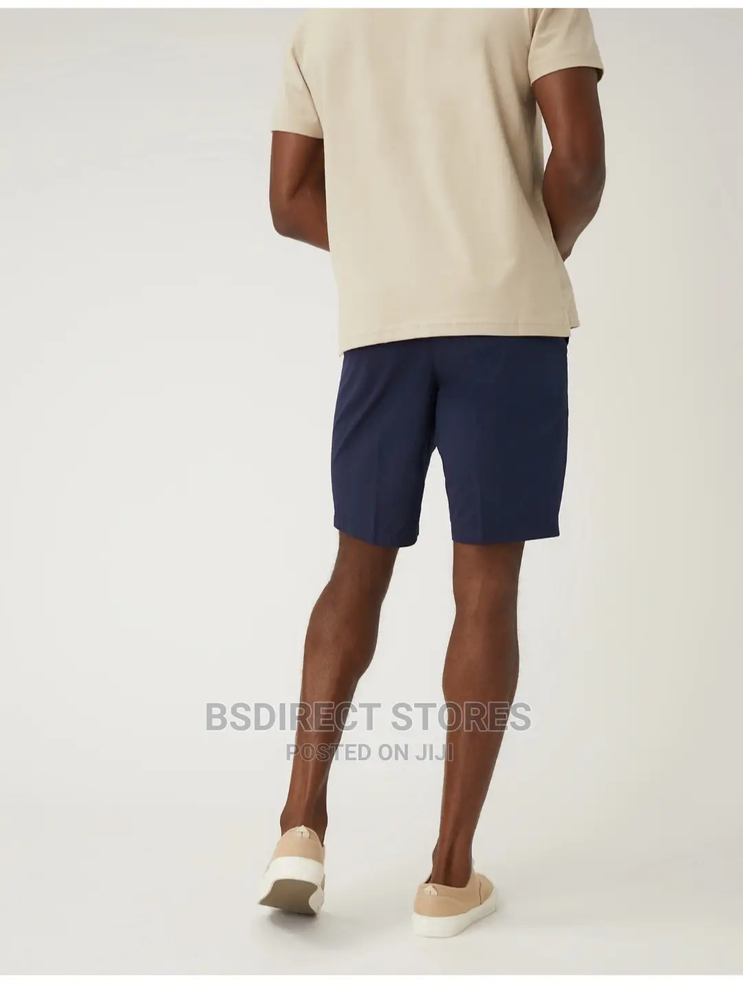 Marks and Spencer Navy 44in Pure Cotton Checked Belted Chino