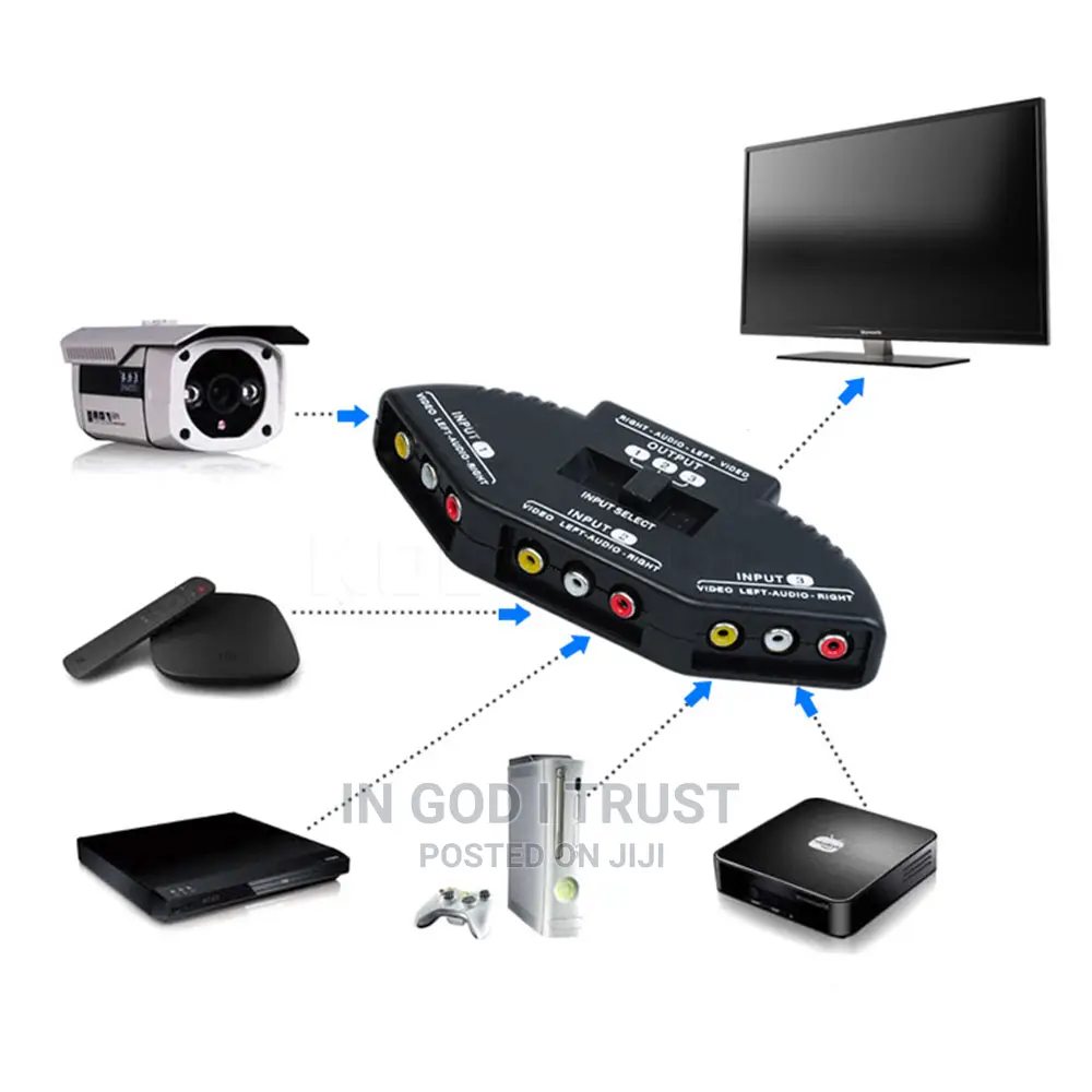 High Quality 3 Ports Black Selector Video Game Switch Cable