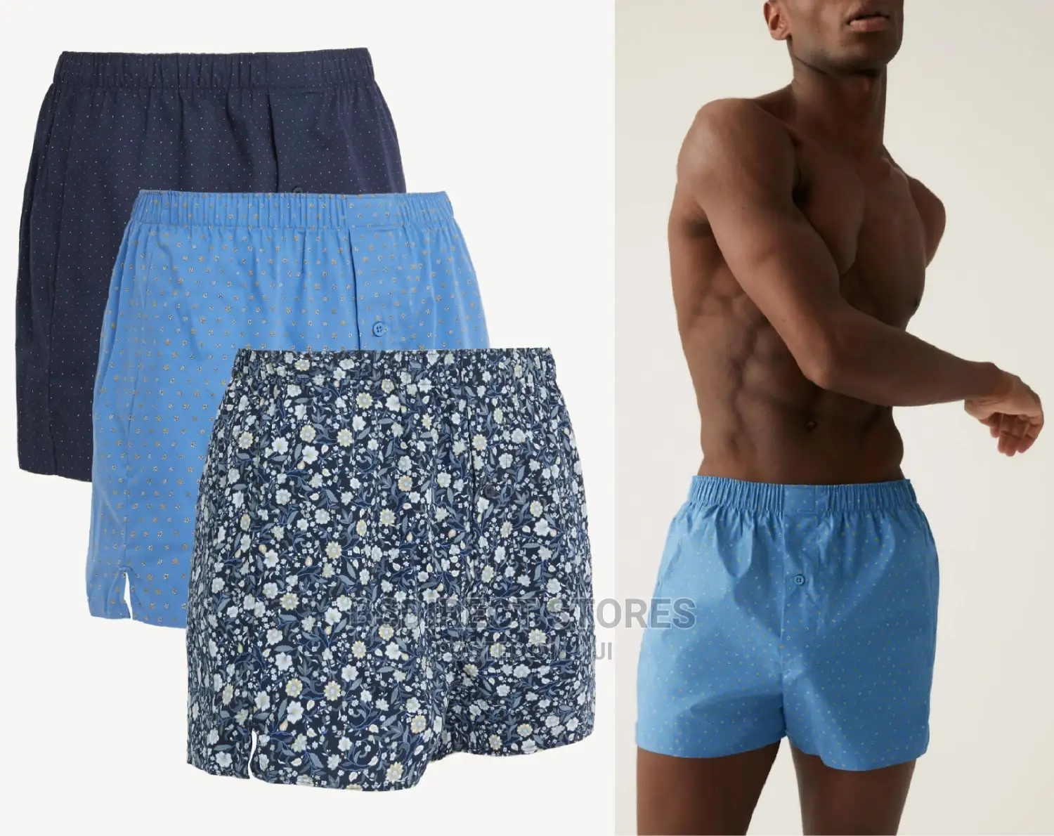 Marks and Spencer Ocean 3pk Pure Cotton Assorted Woven Boxer
