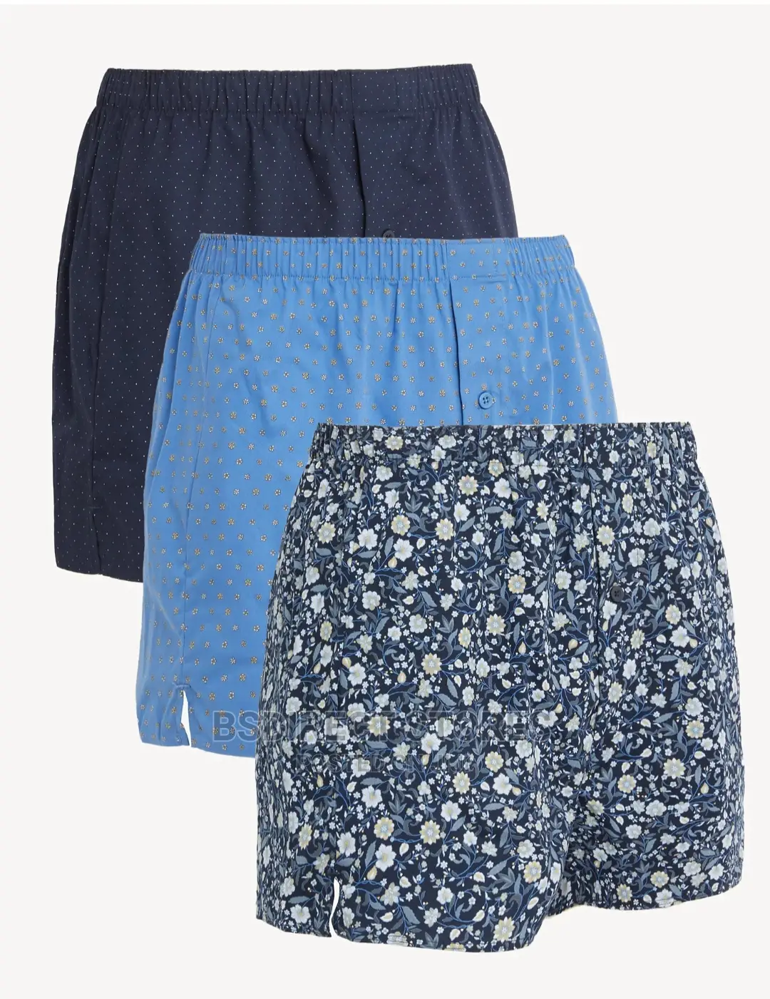 Marks and Spencer Ocean 3pk Pure Cotton Assorted Woven Boxer