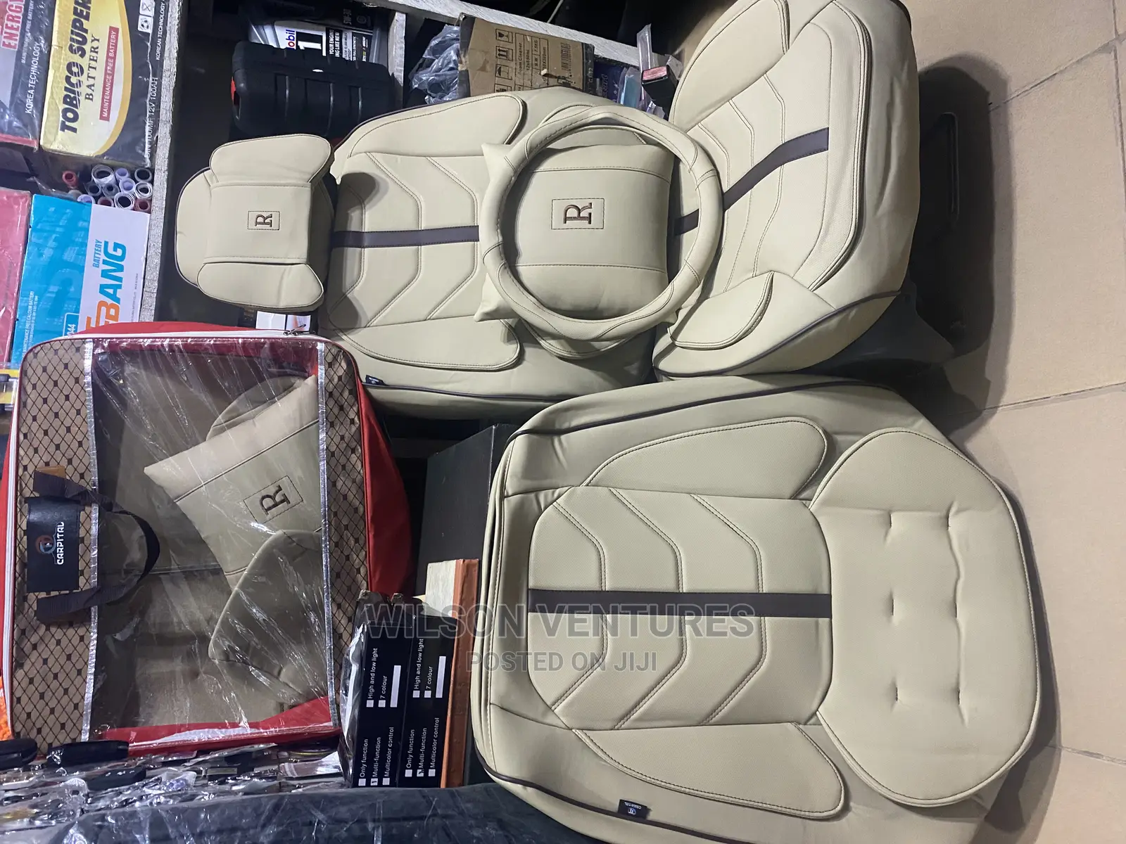 Cream Color R Power Car Seat Cover