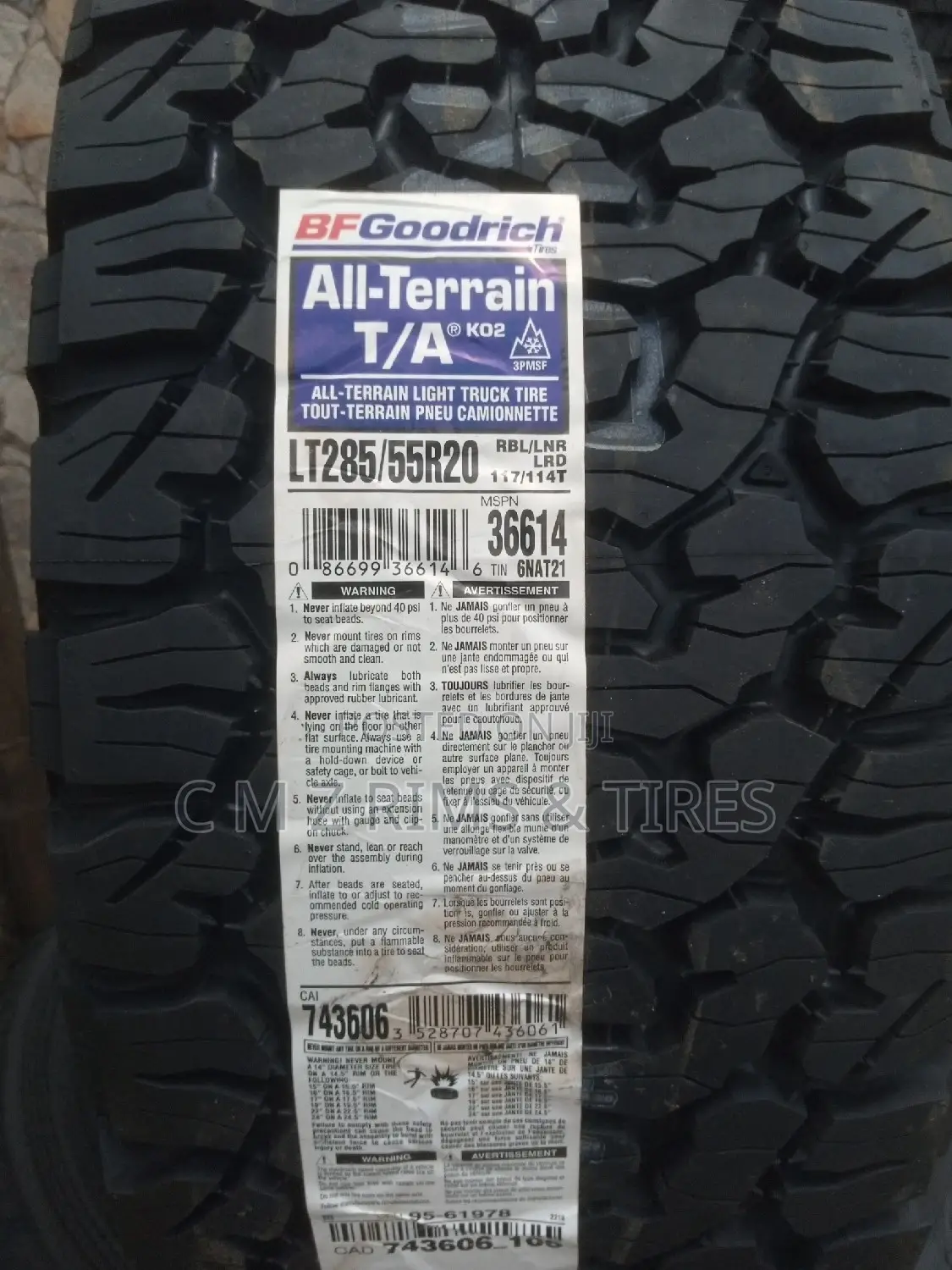 285/55r20lt Bfgoodrich Tires