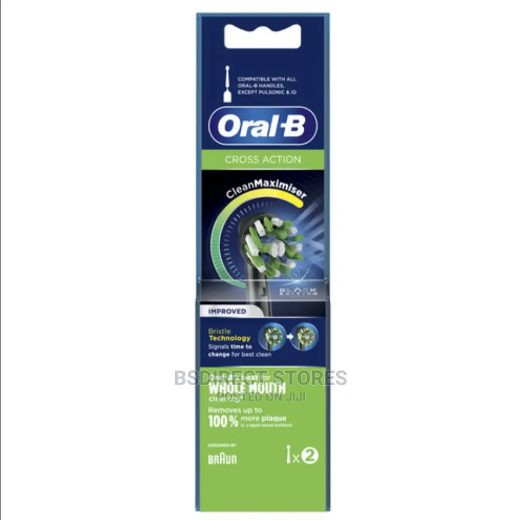 Oral-B Crossaction Clean Maximiser Brush Heads 2 Pc(S) Black