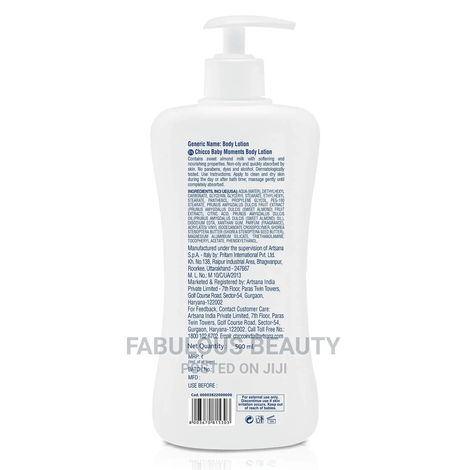 Chicco Baby Moment Body Lotion Size 500 Ml.