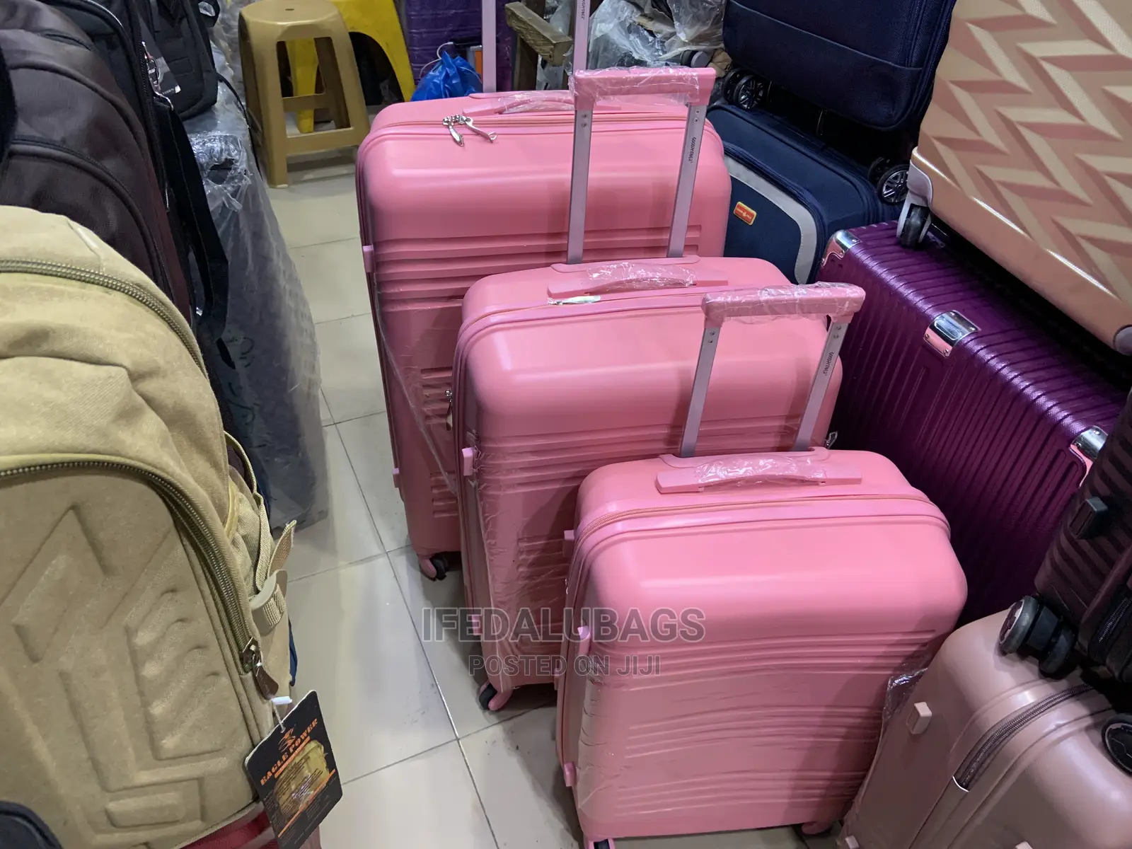 Set of Quality Pink Unbreakable Plastic Traveling Luggage