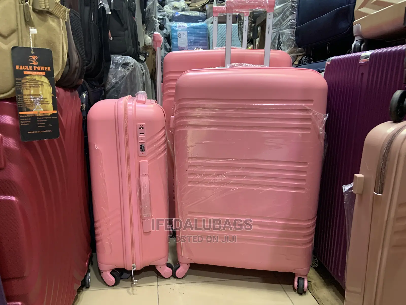 Set of Quality Pink Unbreakable Plastic Traveling Luggage