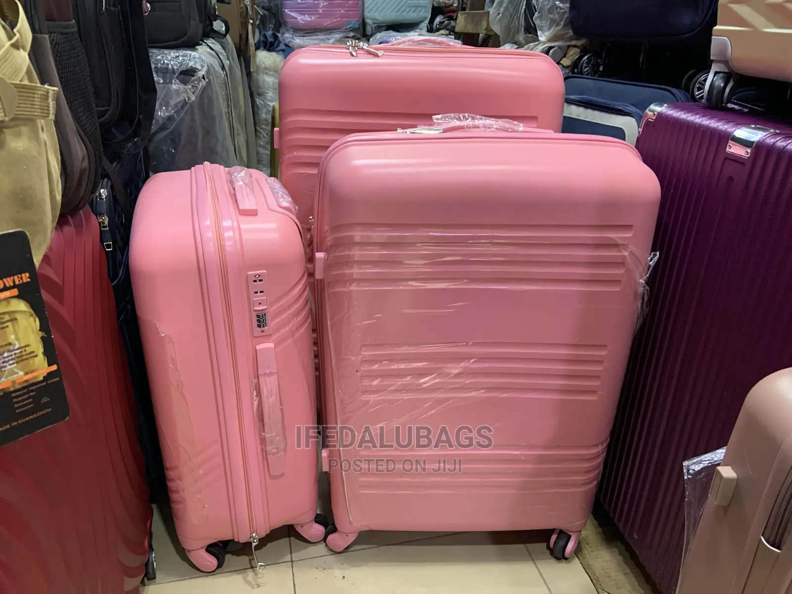 Set of Quality Pink Unbreakable Plastic Traveling Luggage