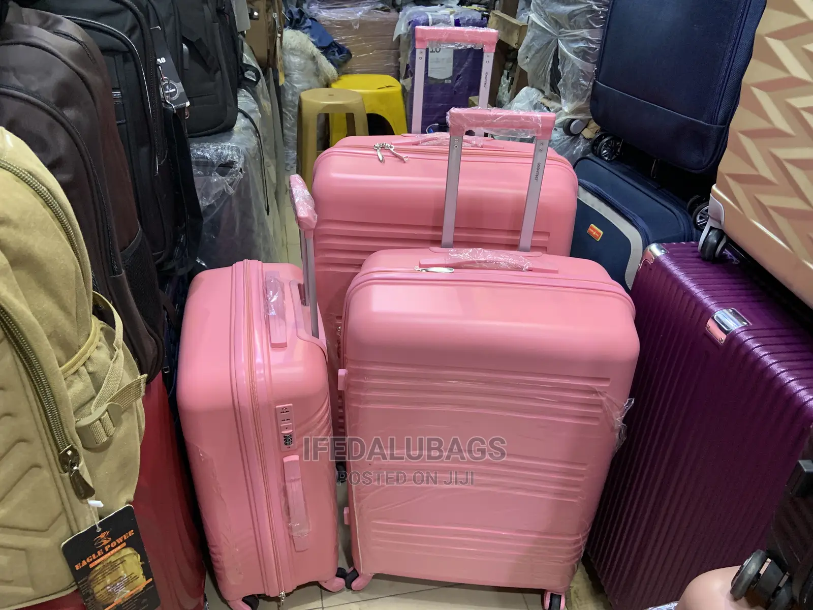 Set of Quality Pink Unbreakable Plastic Traveling Luggage