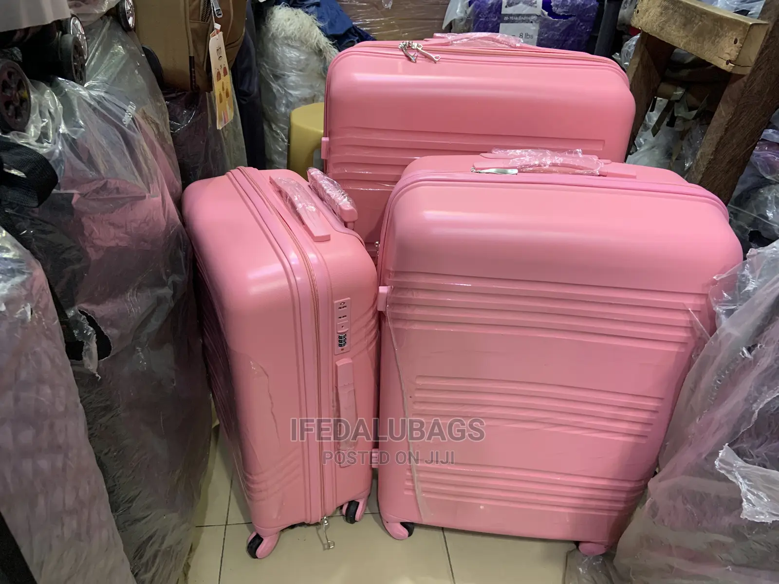 Set of Quality Pink Unbreakable Plastic Traveling Luggage