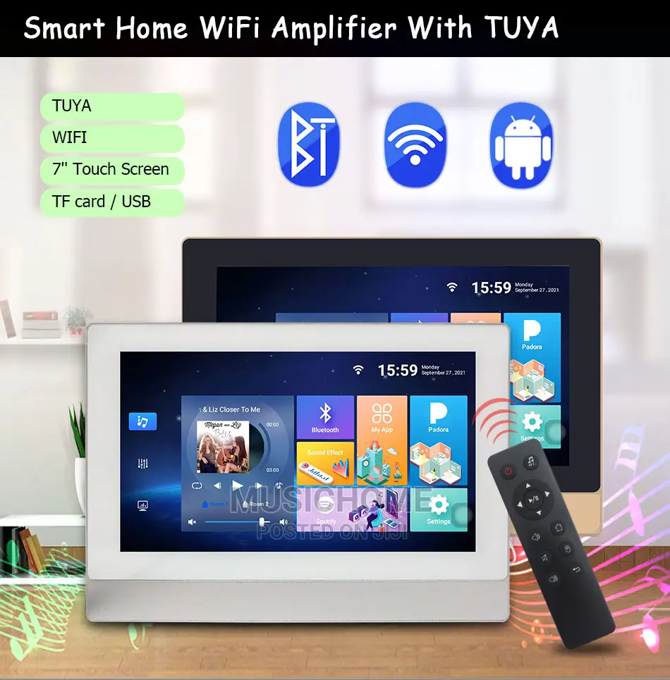 7" Two Zone Wifi Amplifier With Bluetooth, USB and Remote