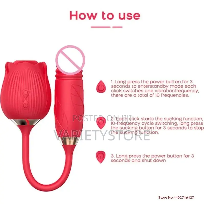 Rose Toy Dildo Thrusting Vibrator Clitoris Sucker Stimulator