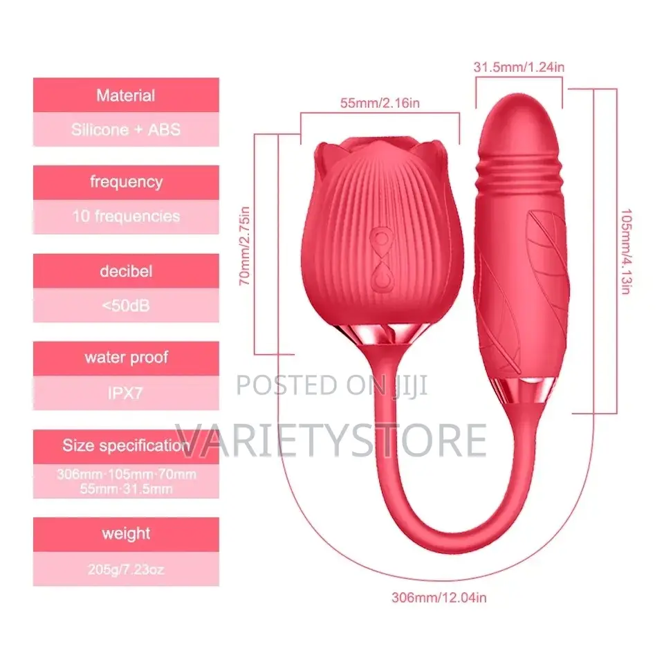 Rose Toy Dildo Thrusting Vibrator Clitoris Sucker Stimulator
