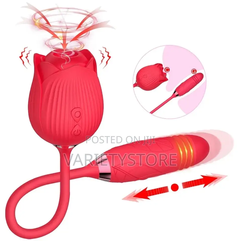 Rose Toy Dildo Thrusting Vibrator Clitoris Sucker Stimulator