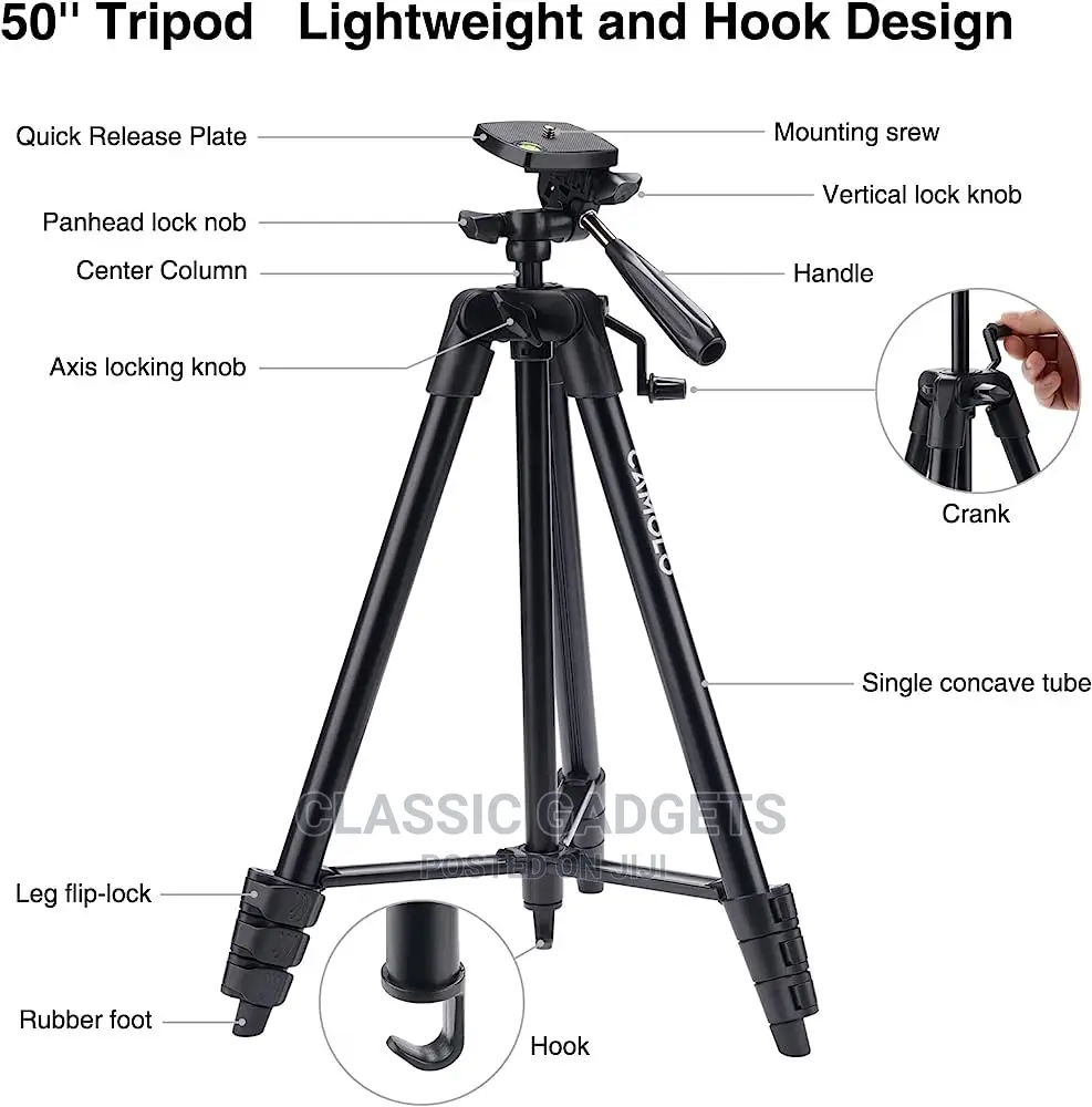 53 Inch Tripod Vlog Kit With+ LED + Mic + Clip + Remote