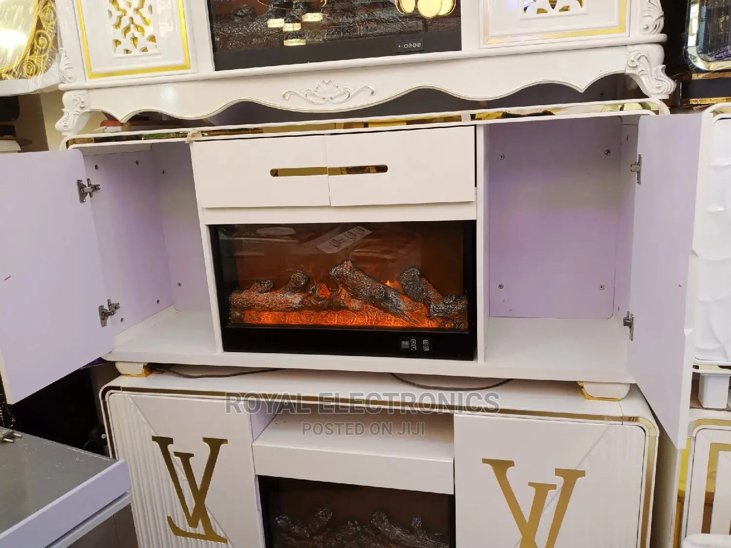Durable Pure White Modern Firedisplay Tv Stand