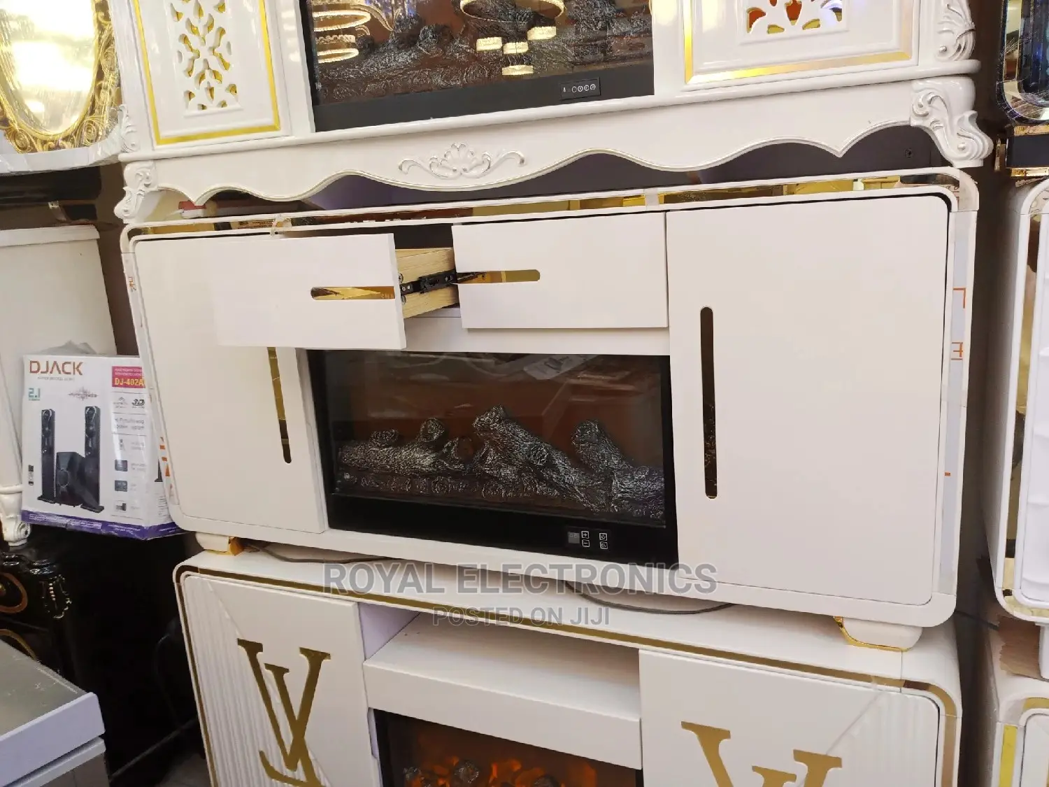 Best Quality Pure White Modern Firedisplay Tv Stand
