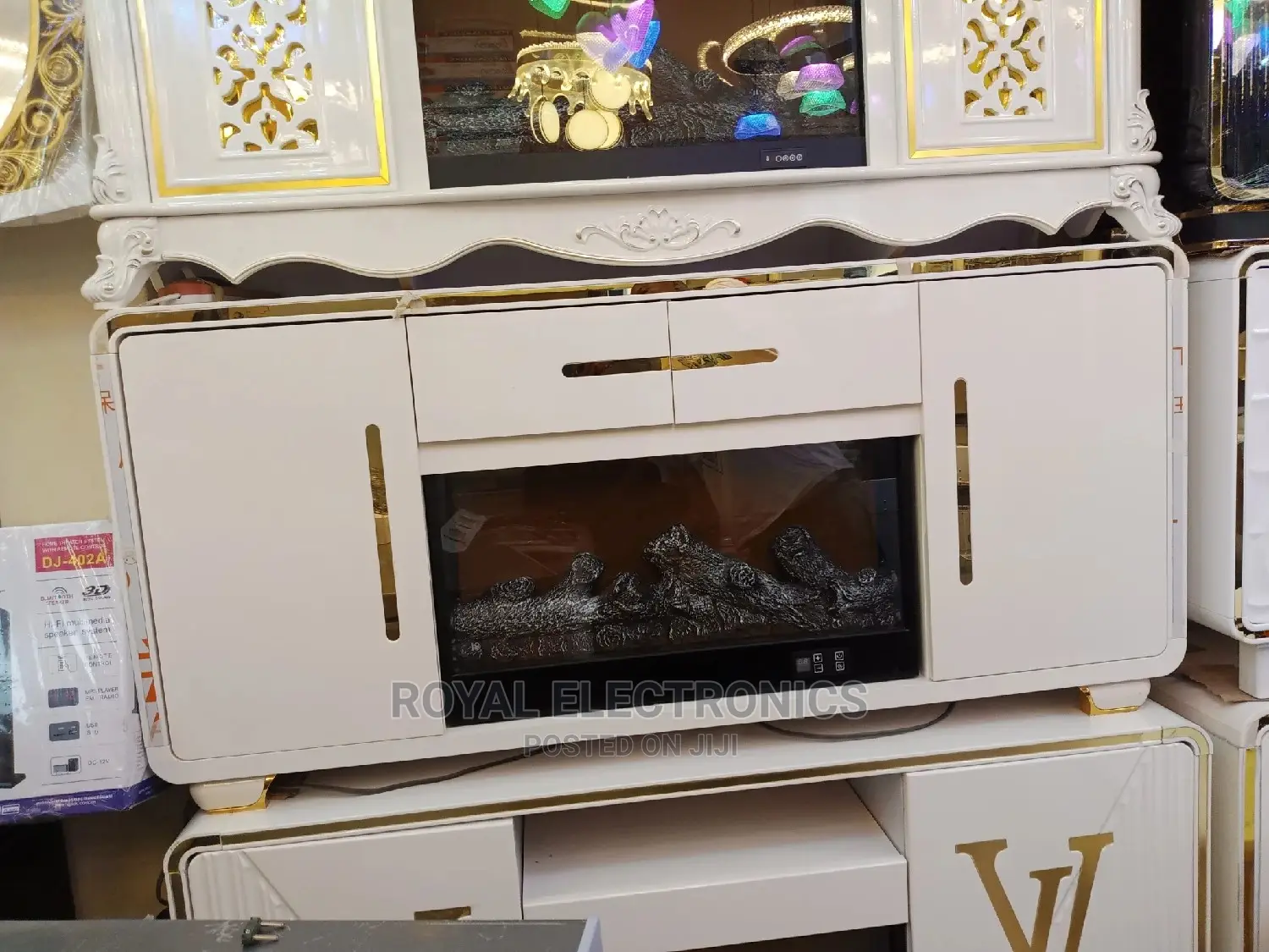 High Quality Pure White Modern Firedisplay Tv Stand
