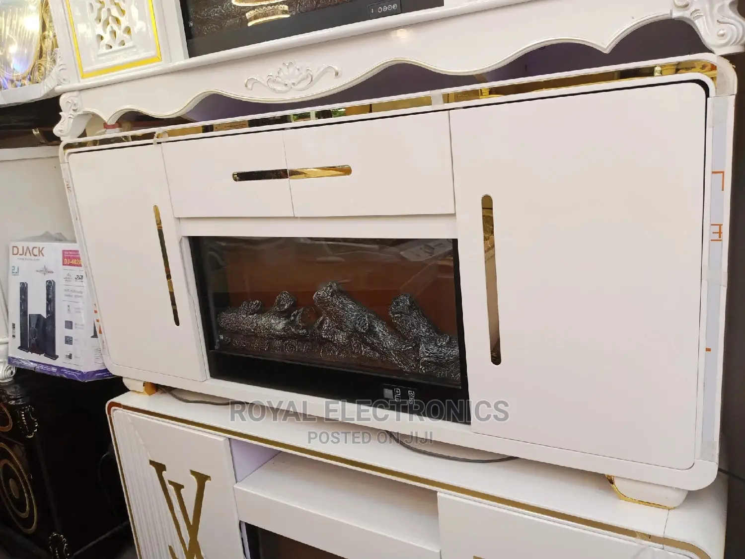 High Quality Pure White Modern Firedisplay Tv Stand