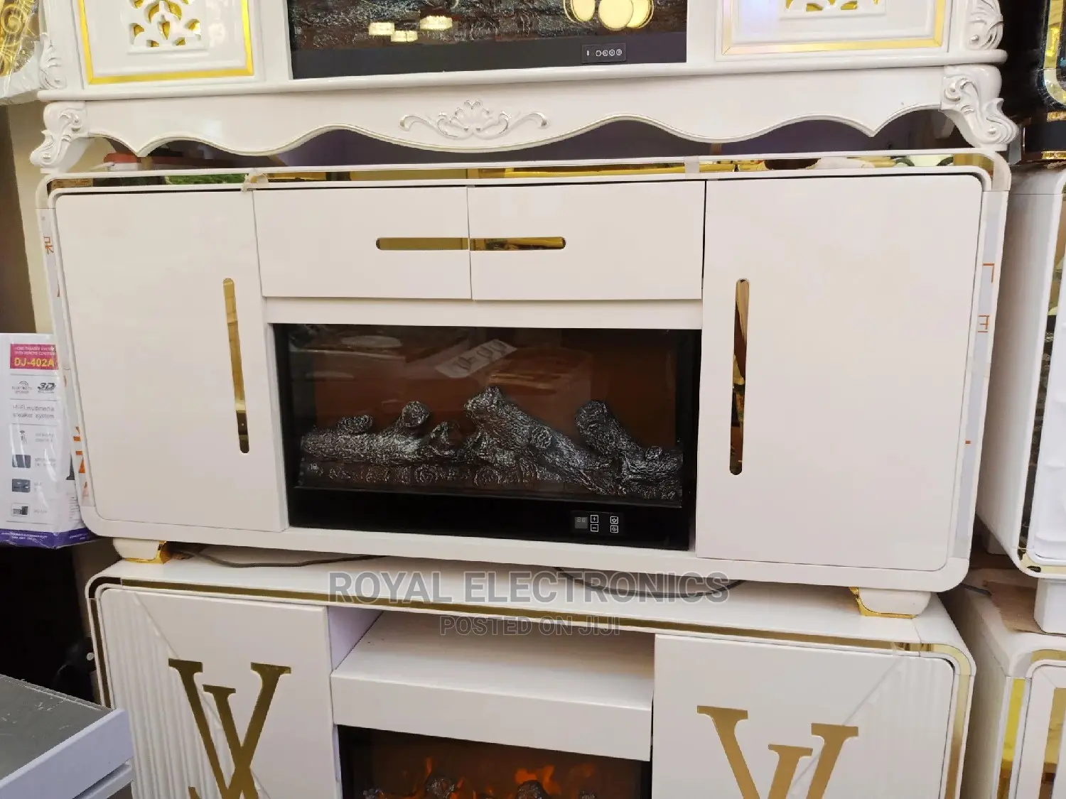 Superior Quality Pure White Modern Firedisplay Tv Stand