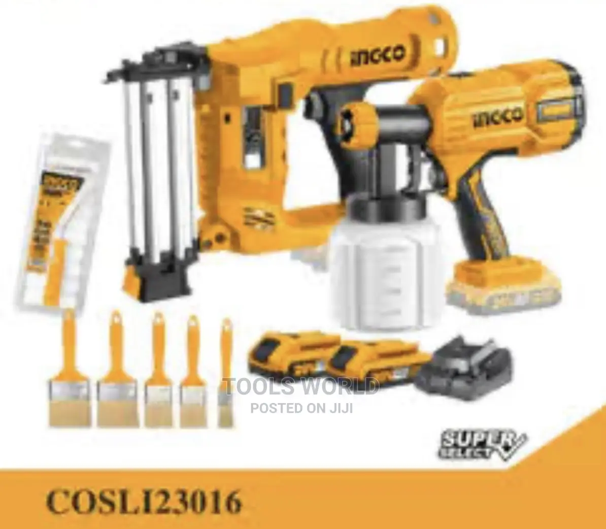 2PCS Combo Kit Set 20V Cordless Paint Spray Gun Brad Nailer