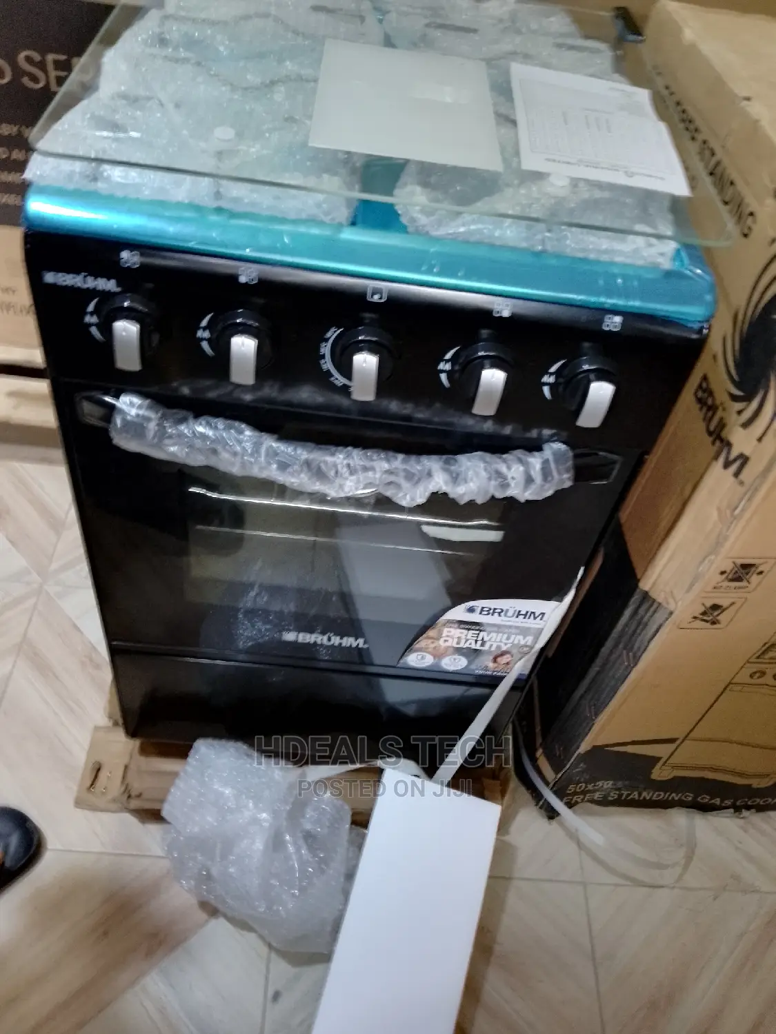 Bruhm 4gas Burner Gas Cooker With Over and Glass Cover