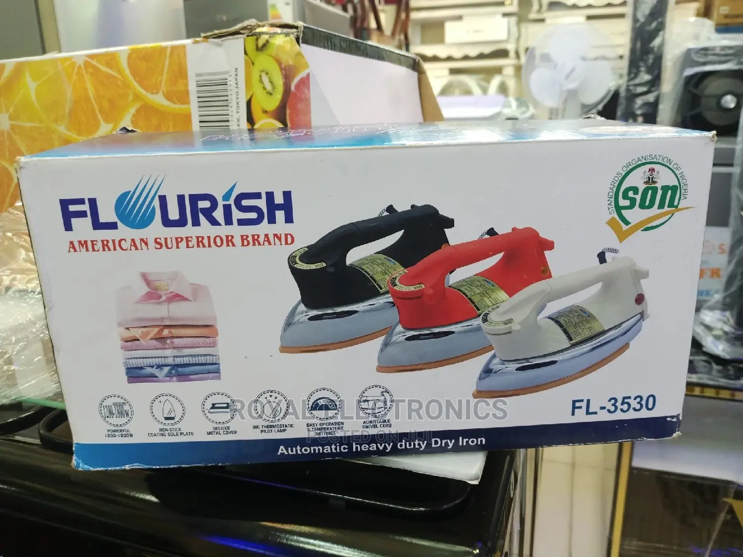 Big Thermostat Flourish(Fl-3530)Auto Heavy Duty Iron 1200W