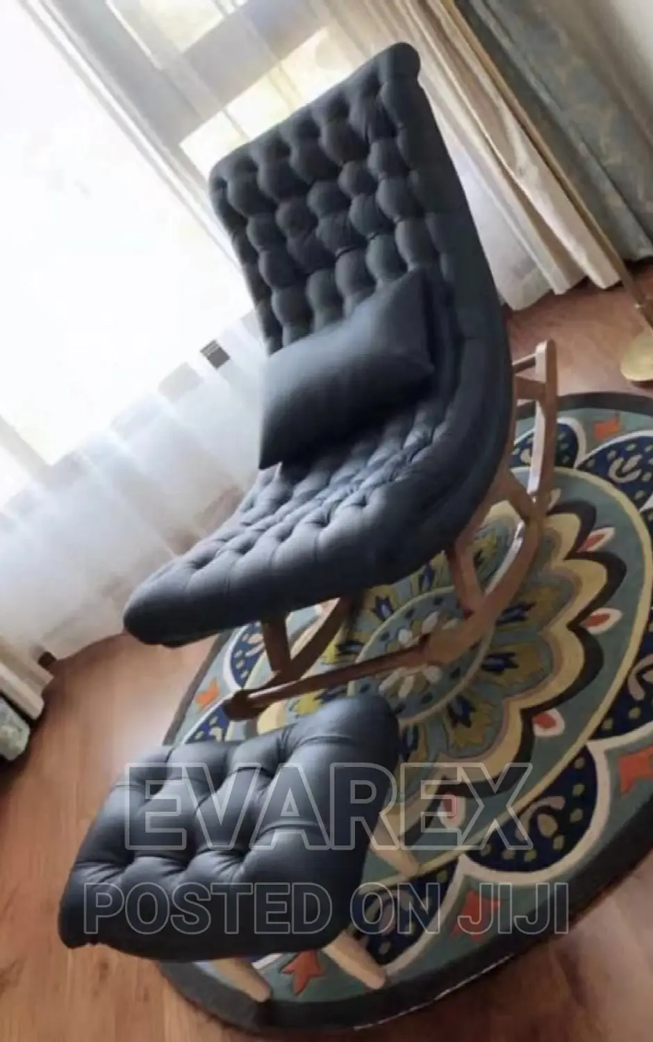 Luxury Relaxing Rocking Chair With Footstool, Black.