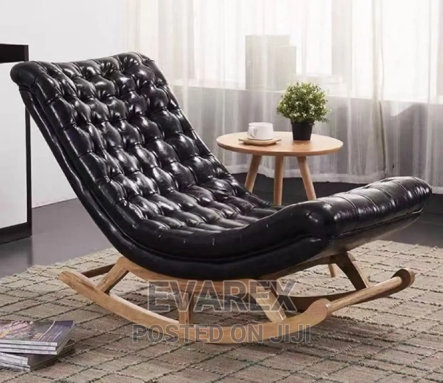 Luxury Relaxing Rocking Chair With Footstool, Black.
