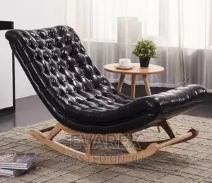 Luxury Relaxing Rocking Chair With Footstool, Black.