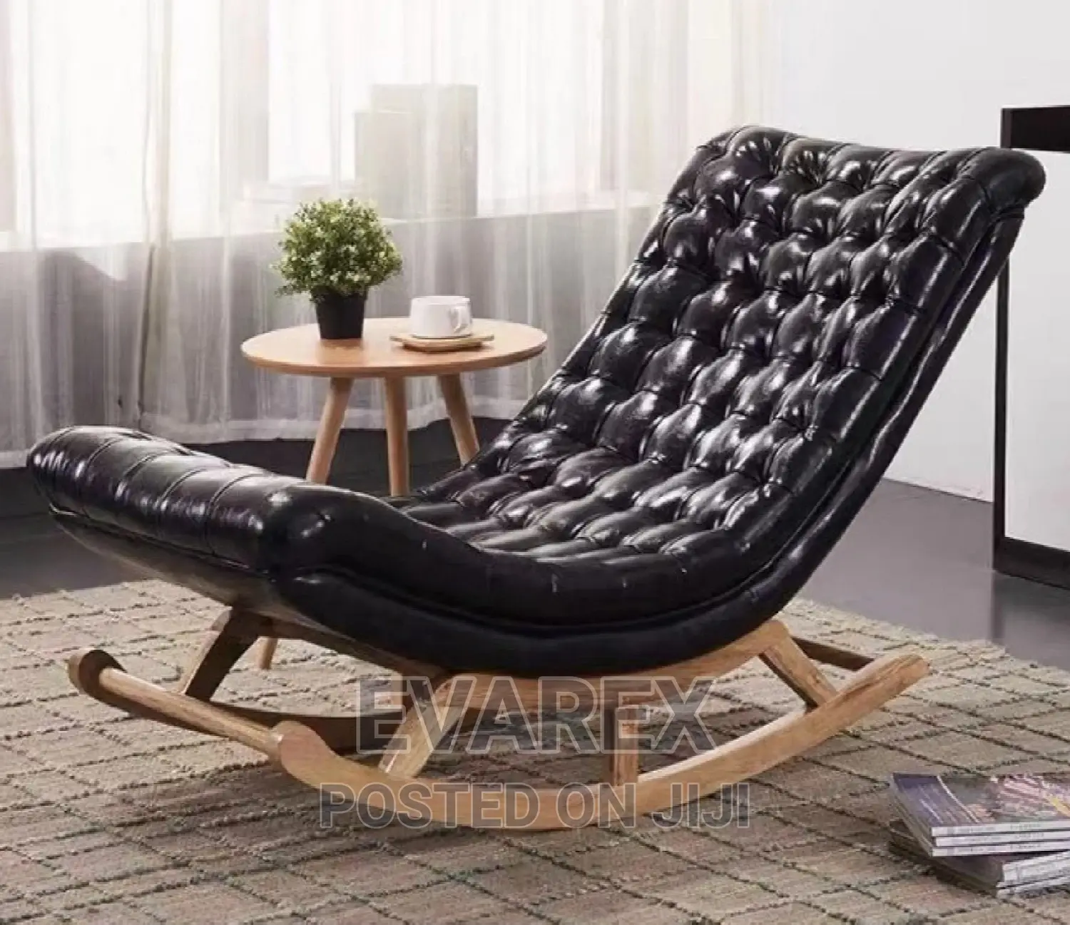 Luxury Relaxing Rocking Chair With Footstool, Black.