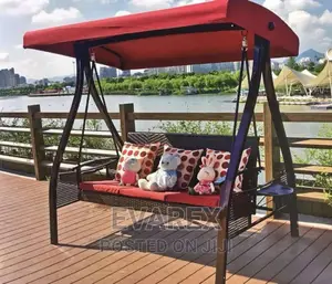 Luxury 3 Seater Red Swing Chair With Canopy