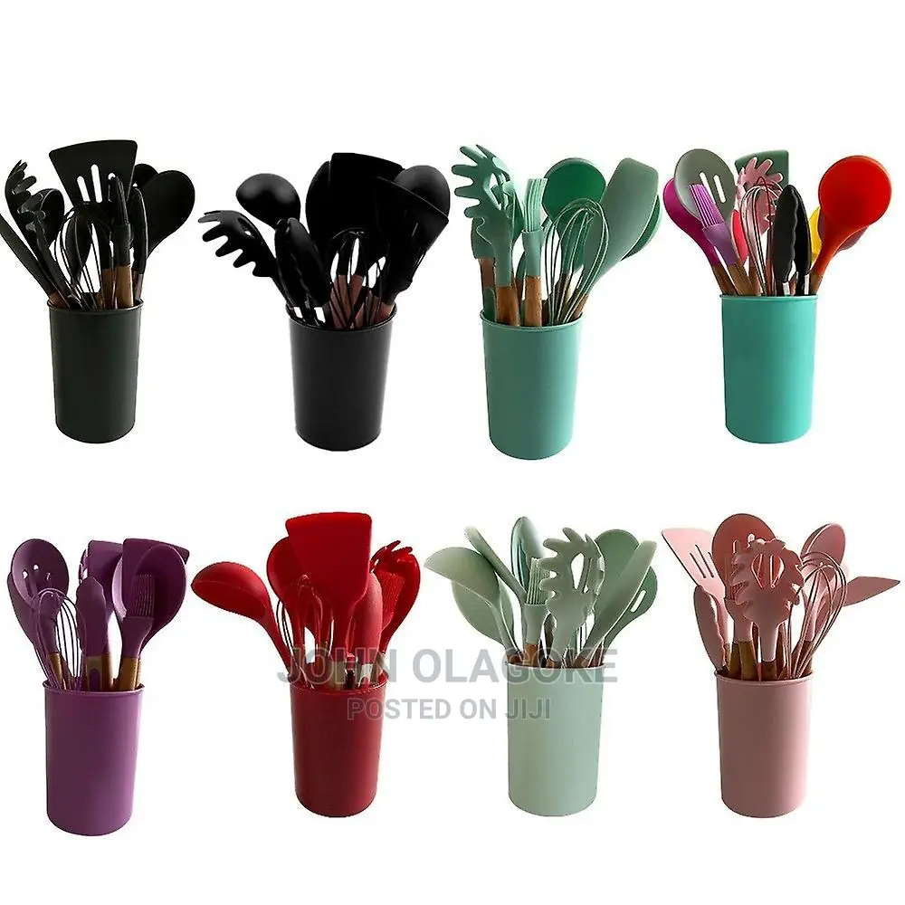 12 PCS Colorful Silicone Kitchen Cooking Utensils Set .