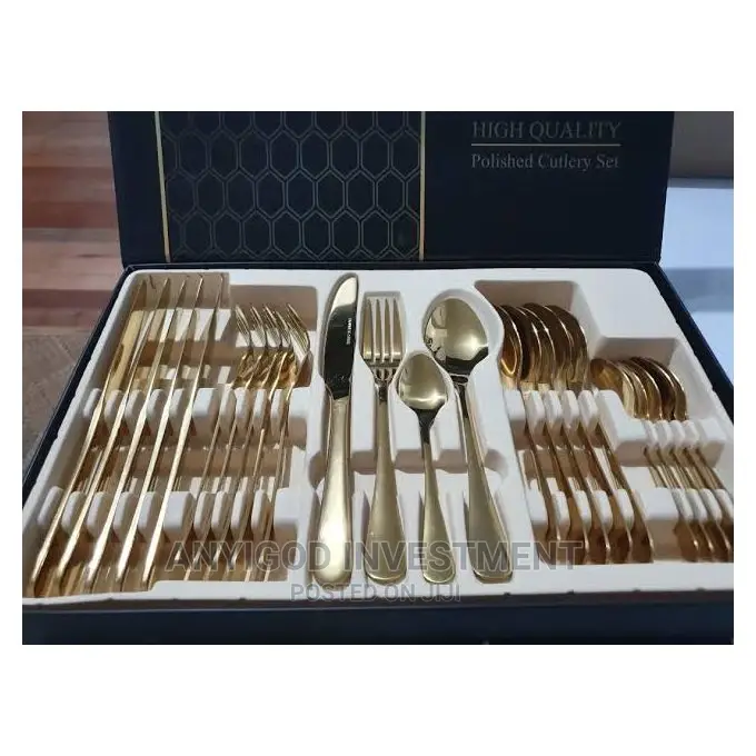 Gold Plated Stainless Steel Spoon and Forks 24pies
