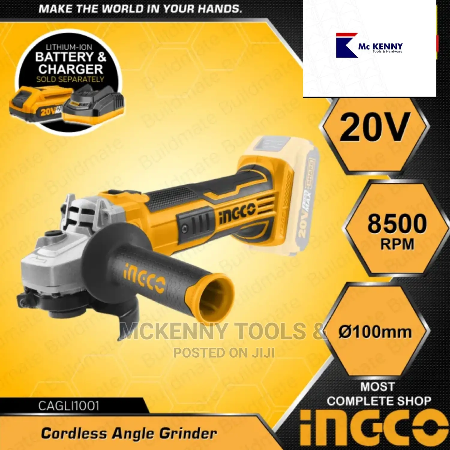 Ingco Cordless Angle Grinder 20v Cutting Grinder