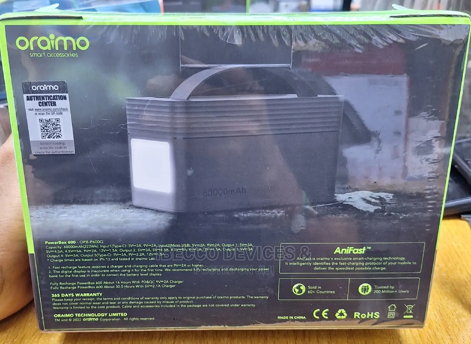 Oraimo 60,000mah. Power Box 600