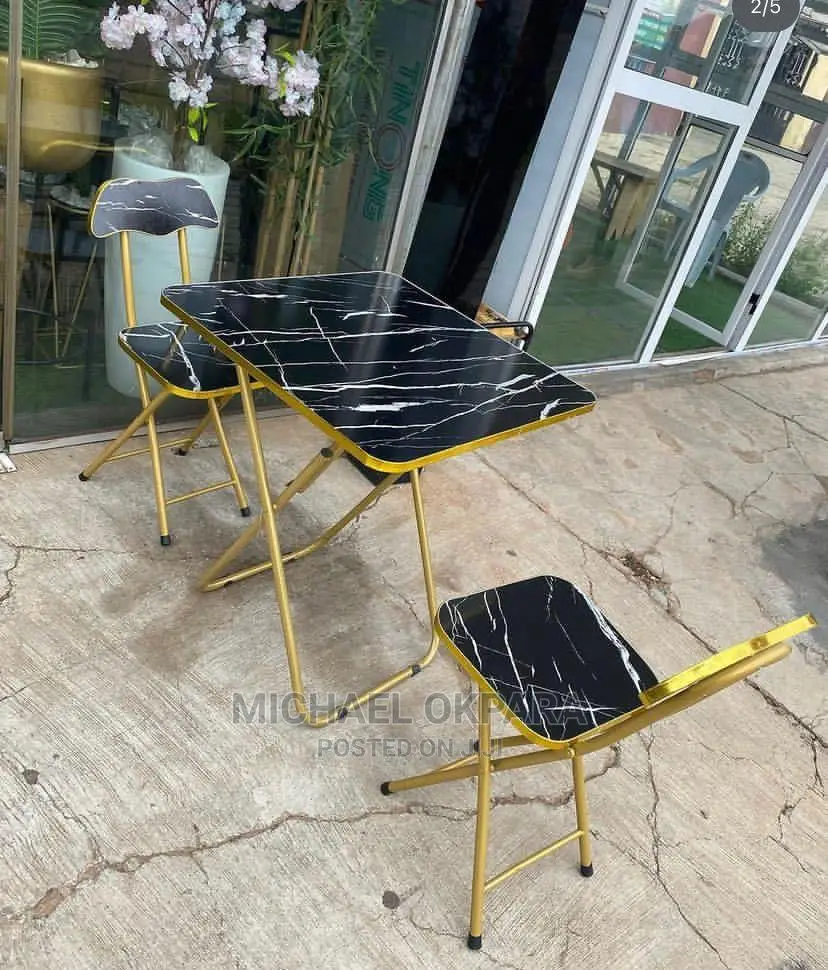 Black and Gold Table and Chair