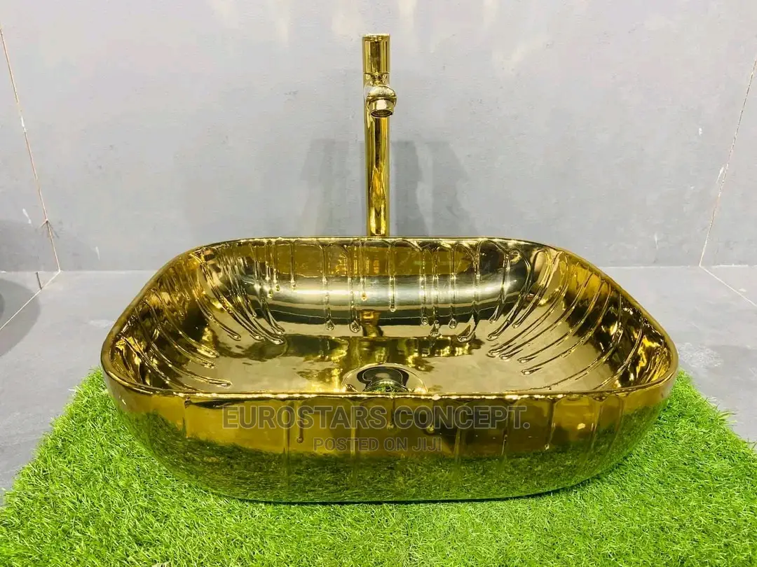 Gold Ceramic Cabinet Basin