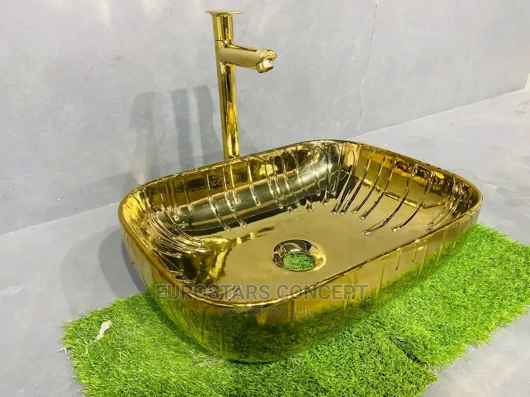 Gold Ceramic Cabinet Basin
