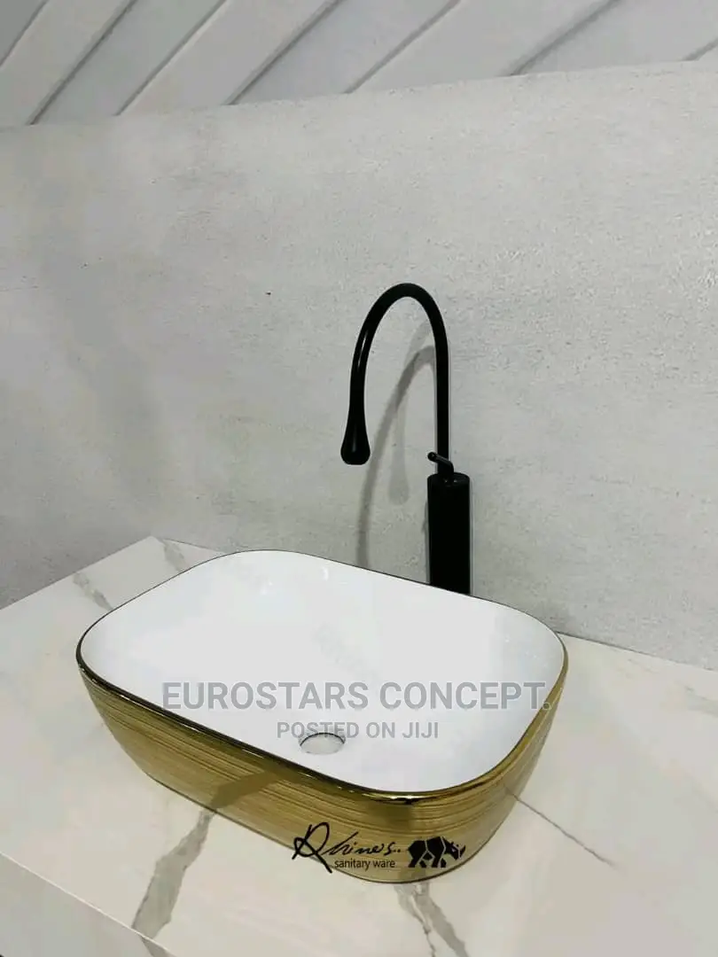 Gold an White Design Ceramic Basin