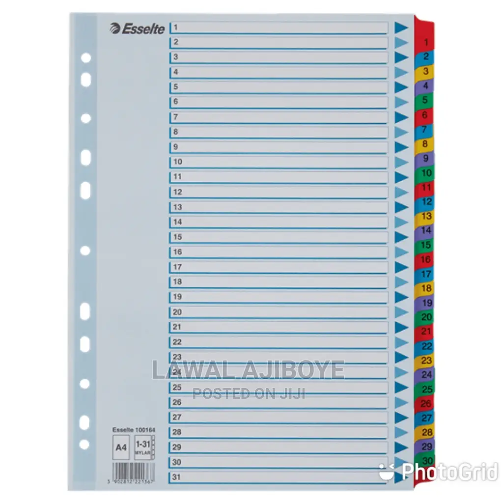 Esselte Seperator 1-31 Digit Plastic A4 100164