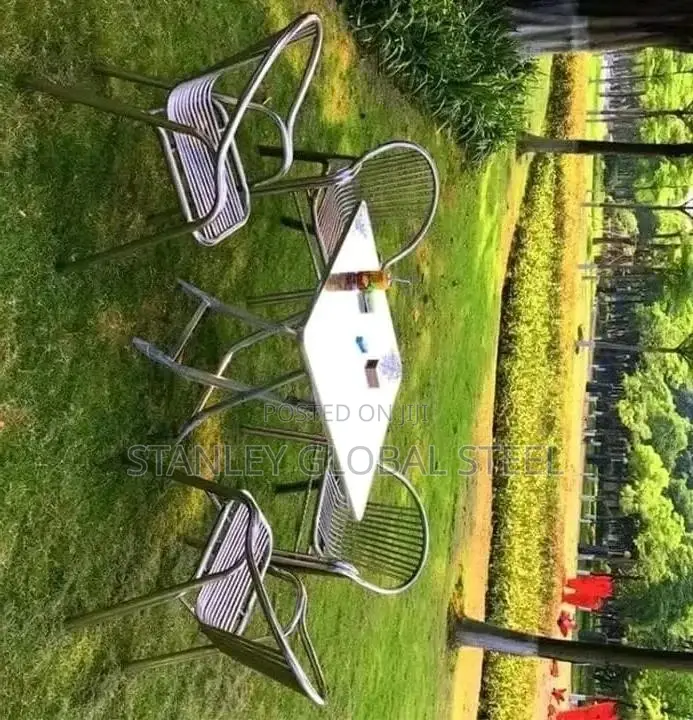 Set of Stainless Chair and Table