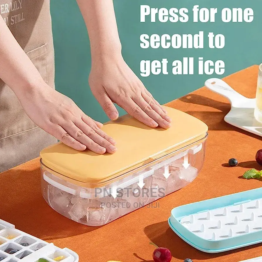 Ice Cubes Mold, Tray With Lid Cover (Press to Deice)
