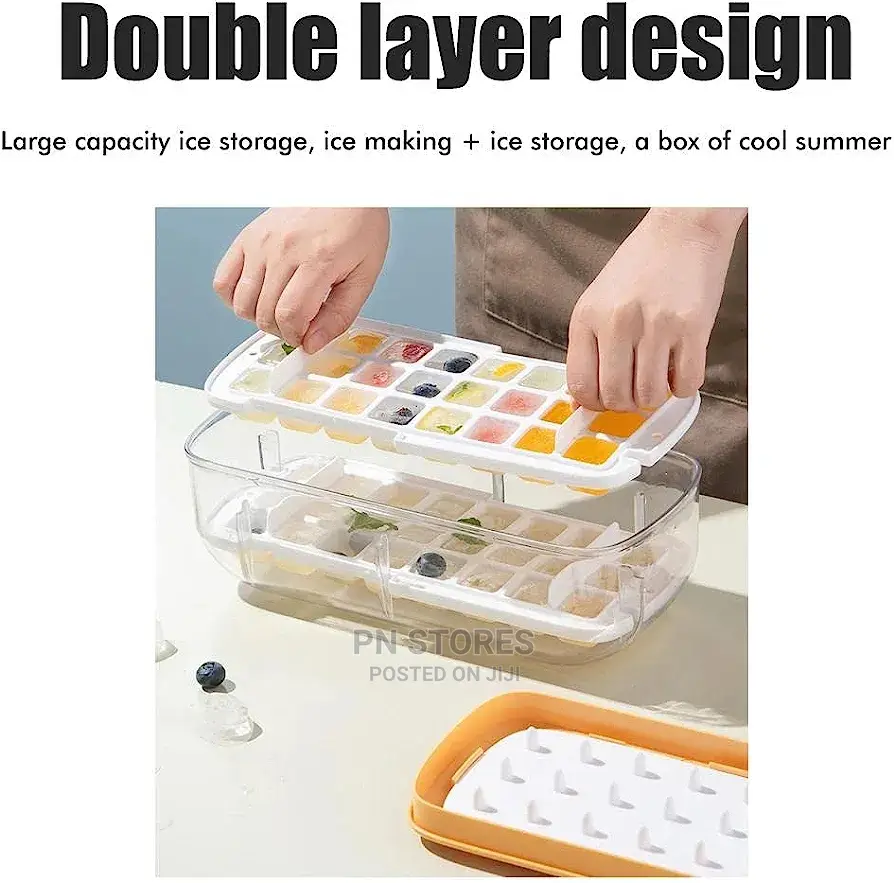 Ice Cubes Mold, Tray With Lid Cover (Press to Deice)