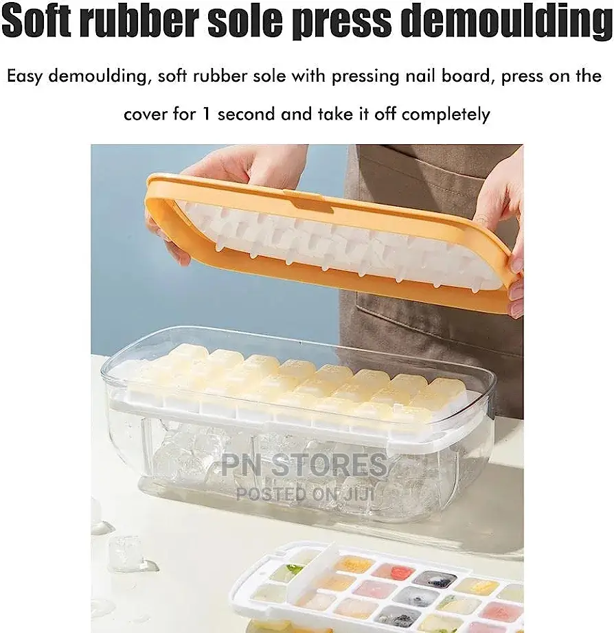 Ice Cubes Mold, Tray With Lid Cover (Press to Deice)